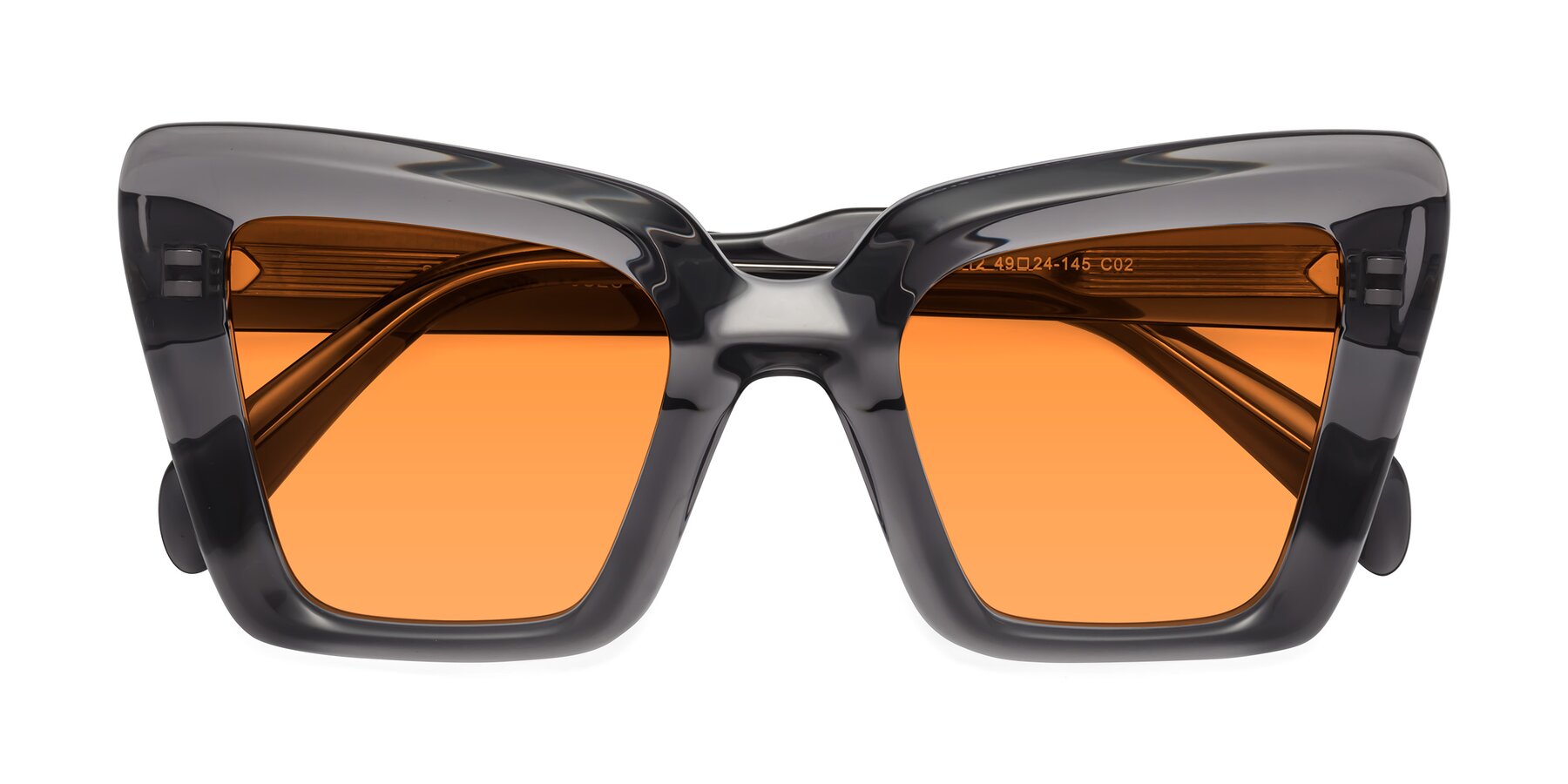 Folded Front of Swan in Transparent Gray with Orange Tinted Lenses