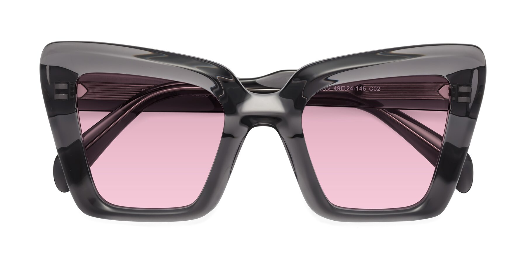 Folded Front of Swan in Transparent Gray with Light Wine Tinted Lenses