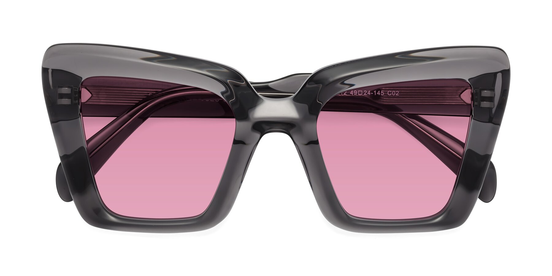 Folded Front of Swan in Transparent Gray with Medium Wine Tinted Lenses