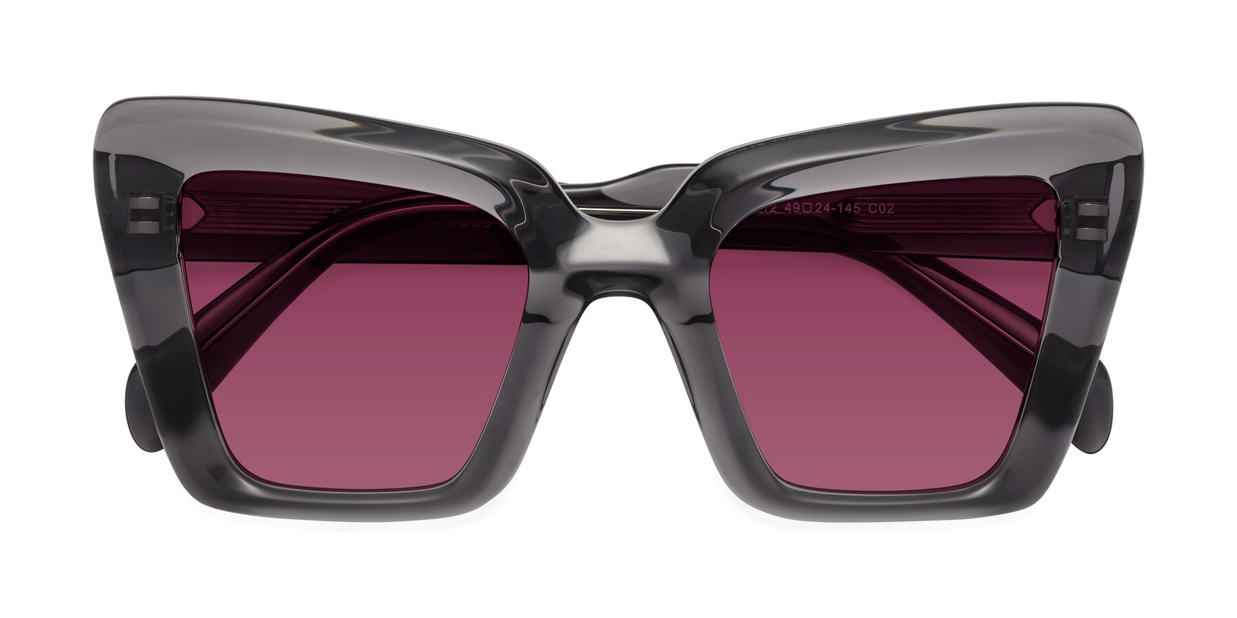 Folded Front of Swan in Transparent Gray with Wine Tinted Lenses