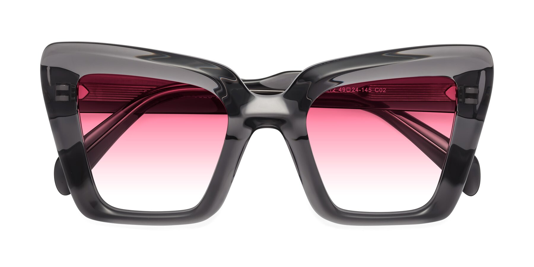 Folded Front of Swan in Transparent Gray with Pink Gradient Lenses