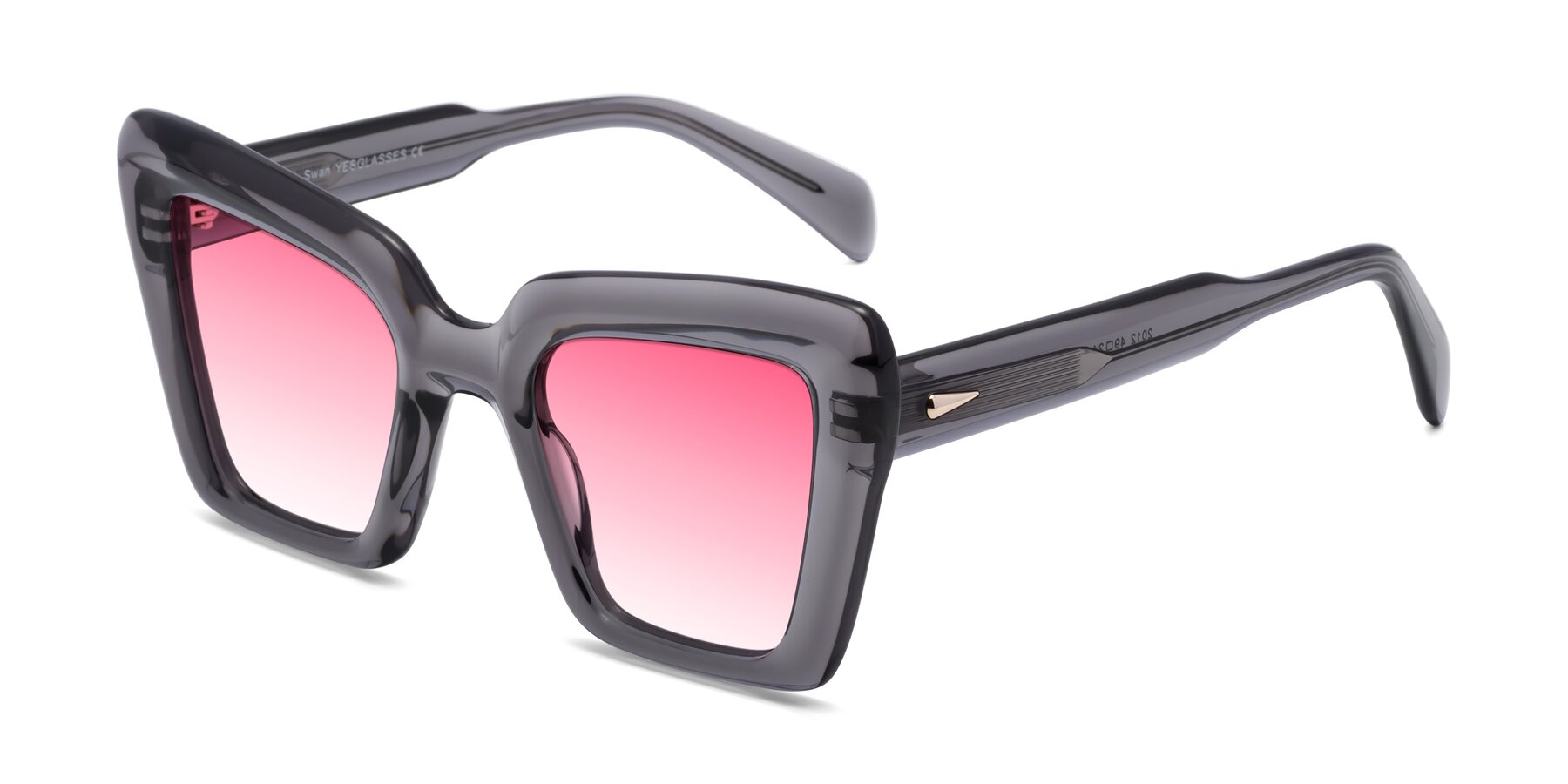 Angle of Swan in Transparent Gray with Pink Gradient Lenses