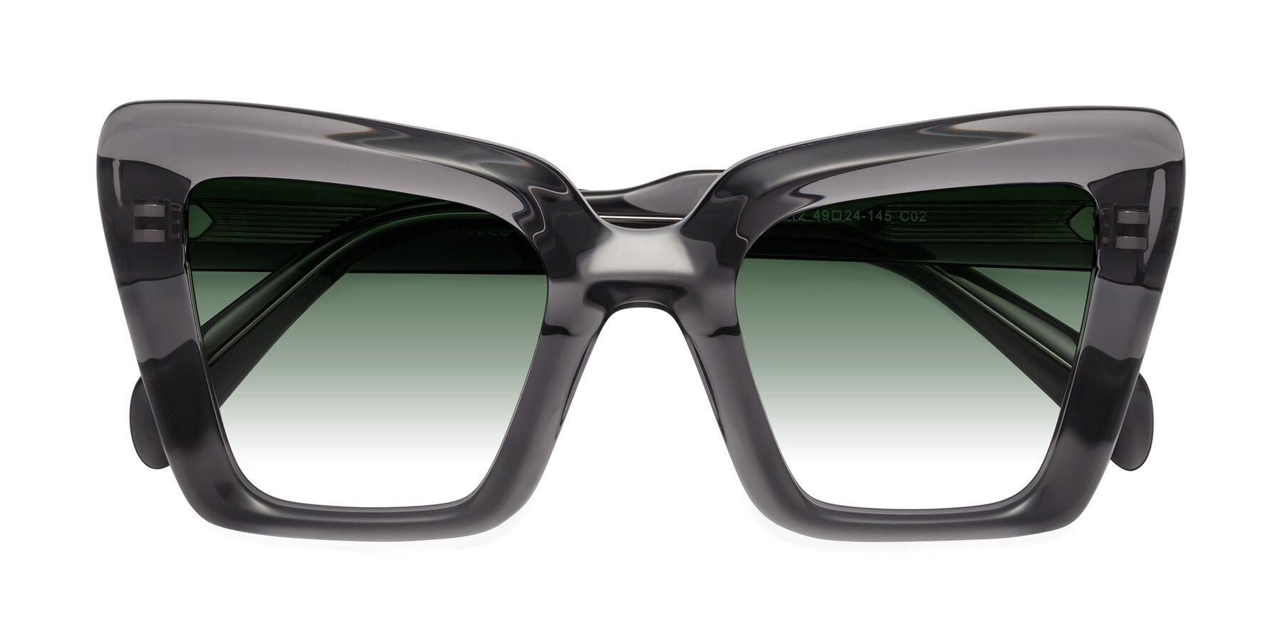 Folded Front of Swan in Transparent Gray with Green Gradient Lenses
