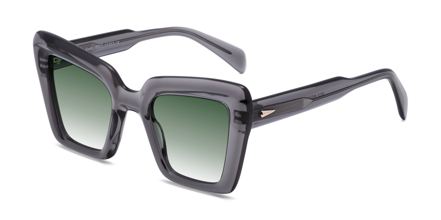 Angle of Swan in Transparent Gray with Green Gradient Lenses