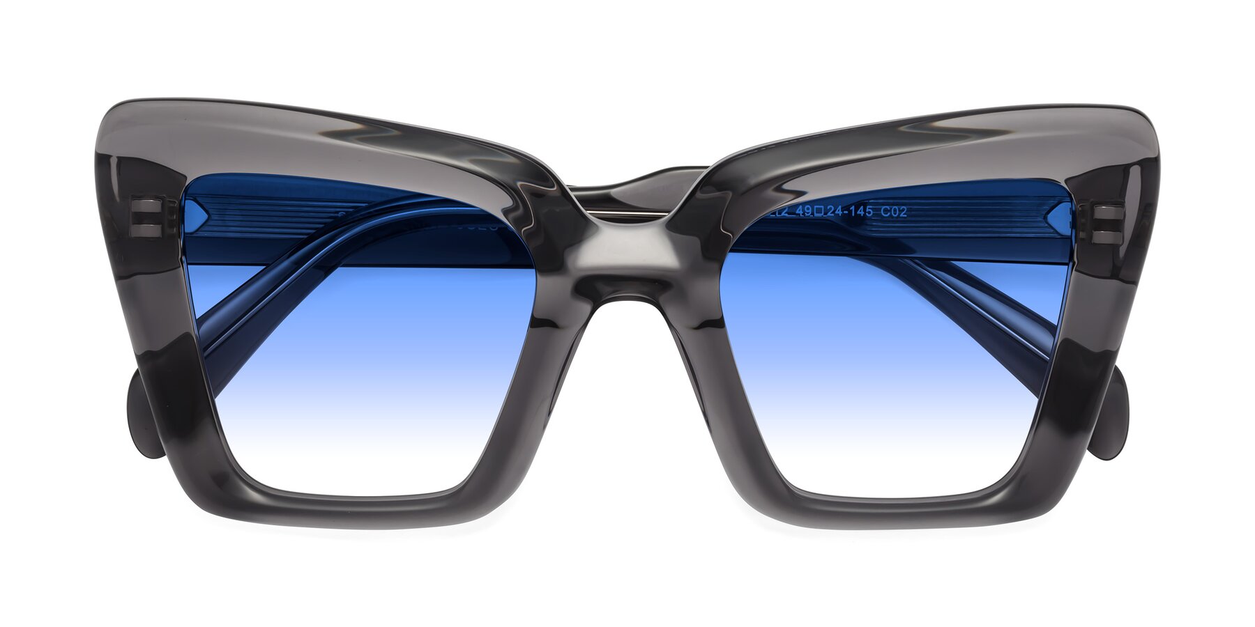 Folded Front of Swan in Transparent Gray with Blue Gradient Lenses