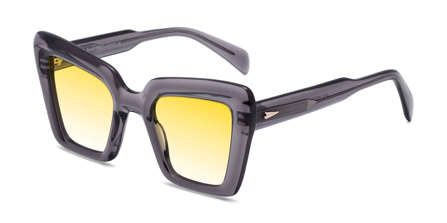 Angle of Swan in Transparent Gray with Yellow Gradient Lenses