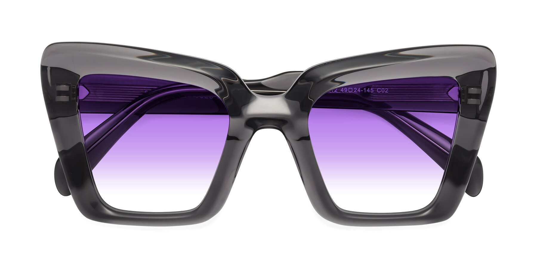 Folded Front of Swan in Transparent Gray with Purple Gradient Lenses