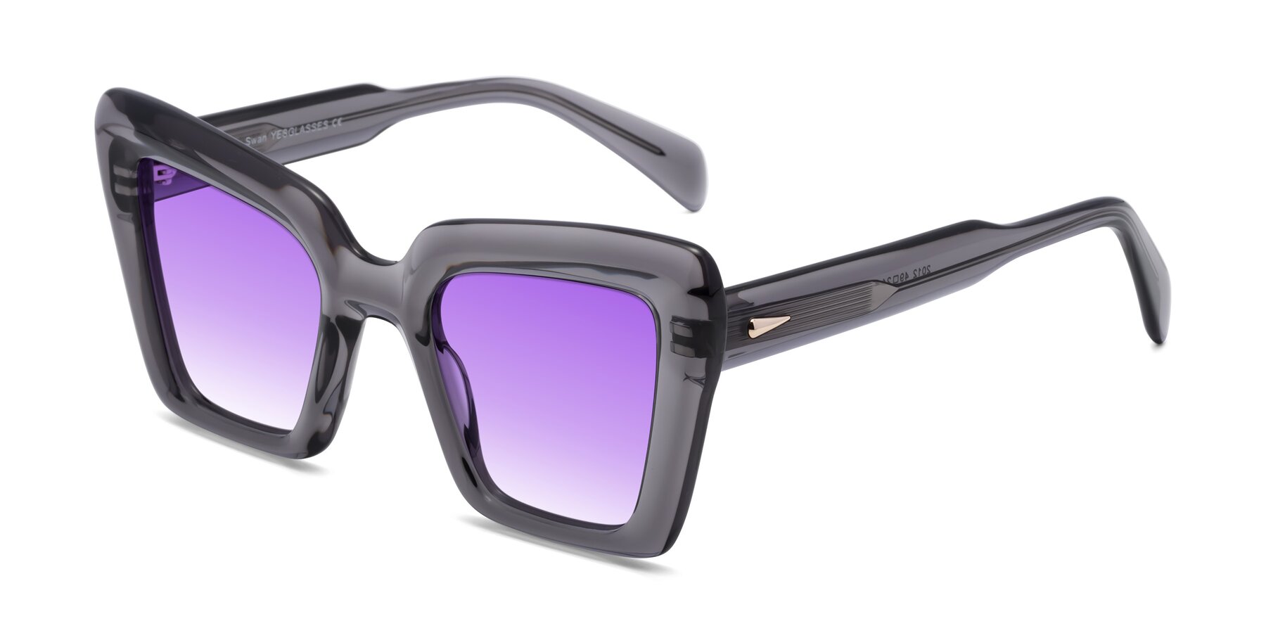 Angle of Swan in Transparent Gray with Purple Gradient Lenses