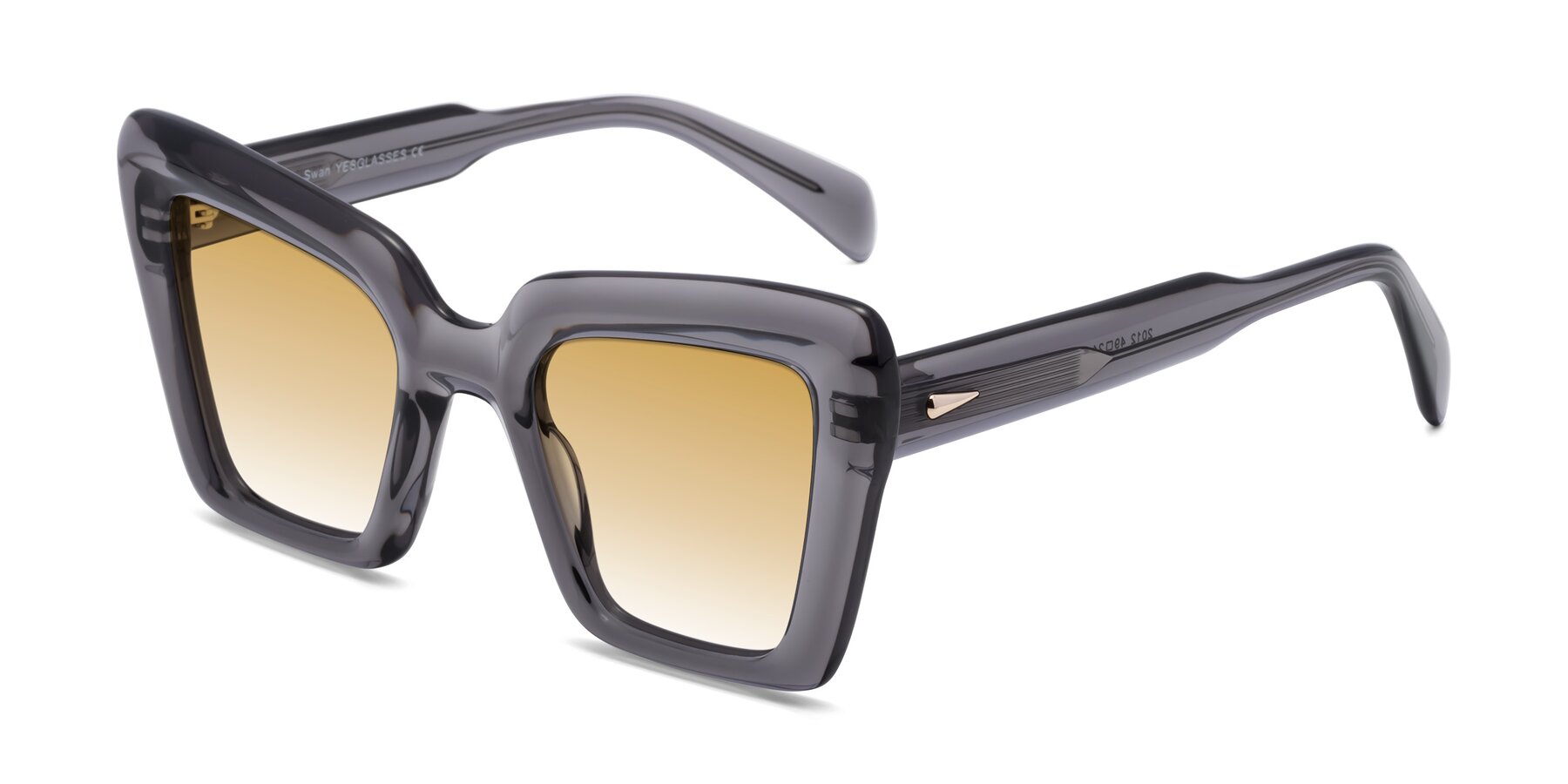Angle of Swan in Transparent Gray with Champagne Gradient Lenses