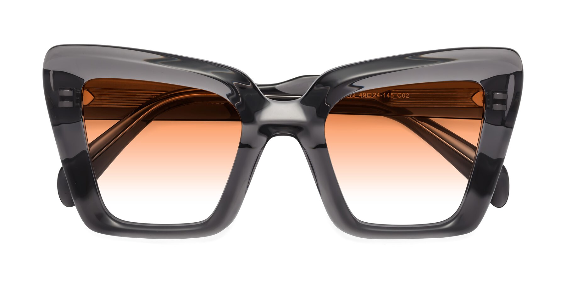 Folded Front of Swan in Transparent Gray with Orange Gradient Lenses