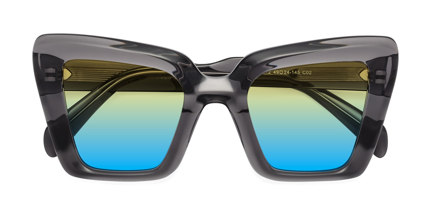 Folded Front of Swan in Transparent Gray with Yellow / Blue Gradient Lenses