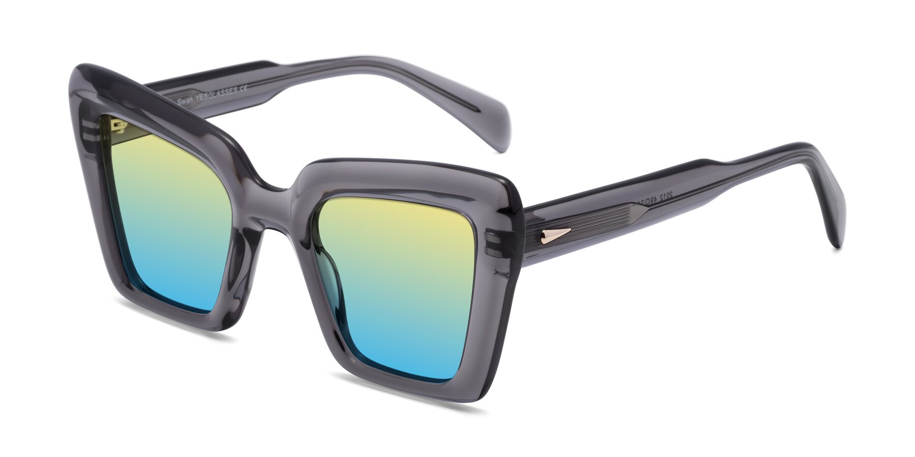 Angle of Swan in Transparent Gray with Yellow / Blue Gradient Lenses