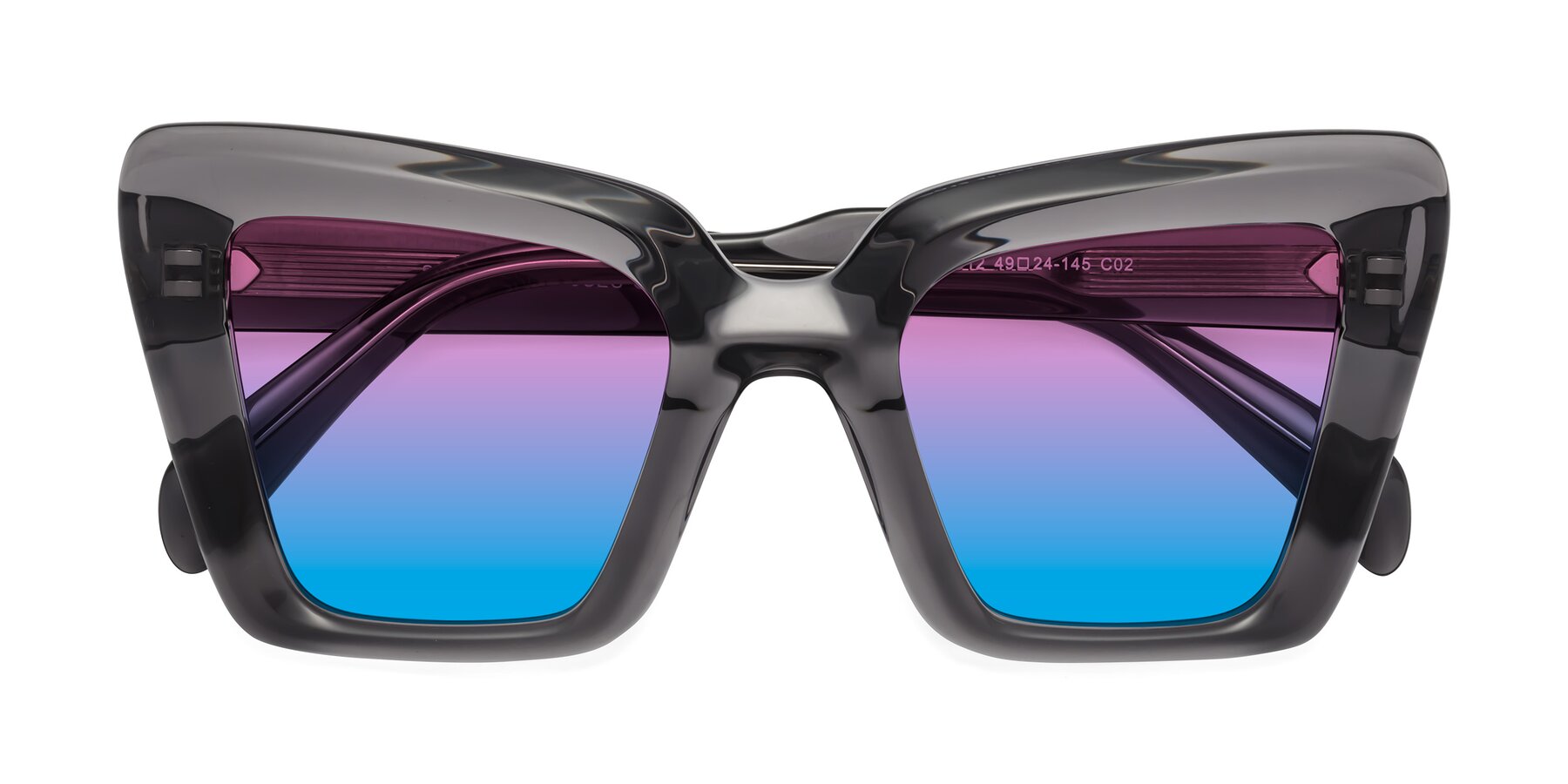 Folded Front of Swan in Transparent Gray with Pink / Blue Gradient Lenses