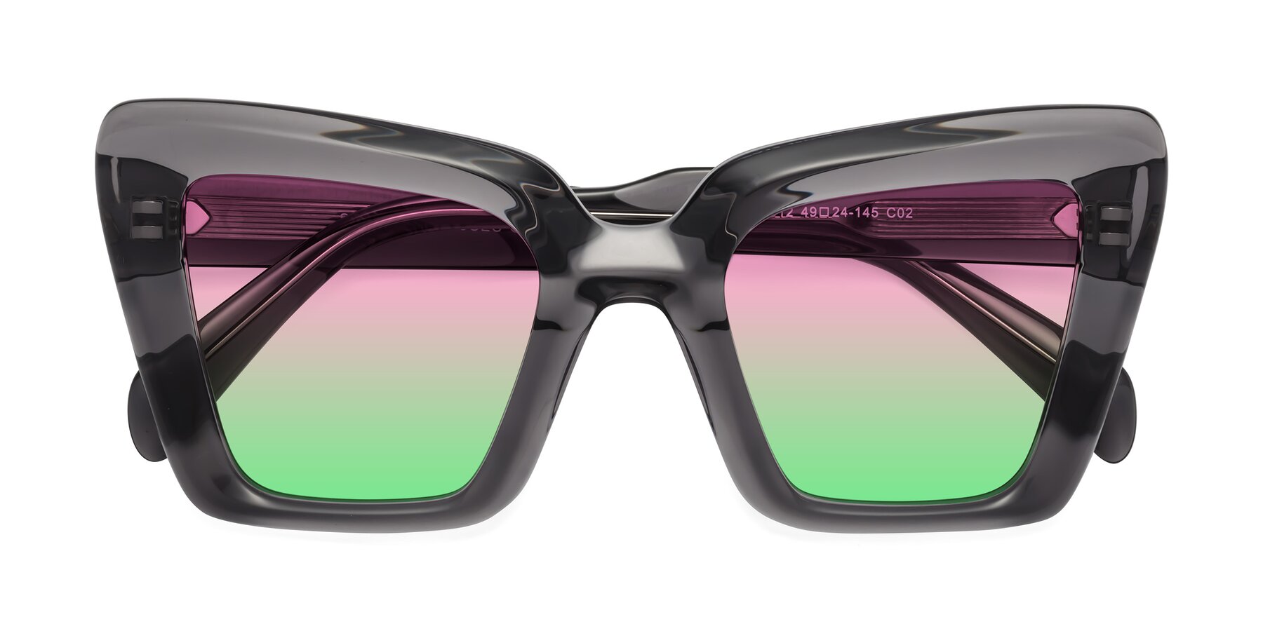 Folded Front of Swan in Transparent Gray with Pink / Green Gradient Lenses