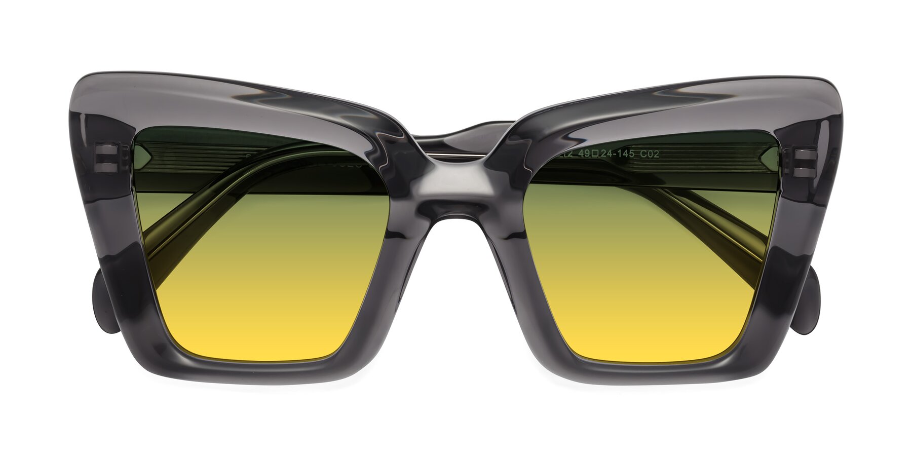 Folded Front of Swan in Transparent Gray with Green / Yellow Gradient Lenses