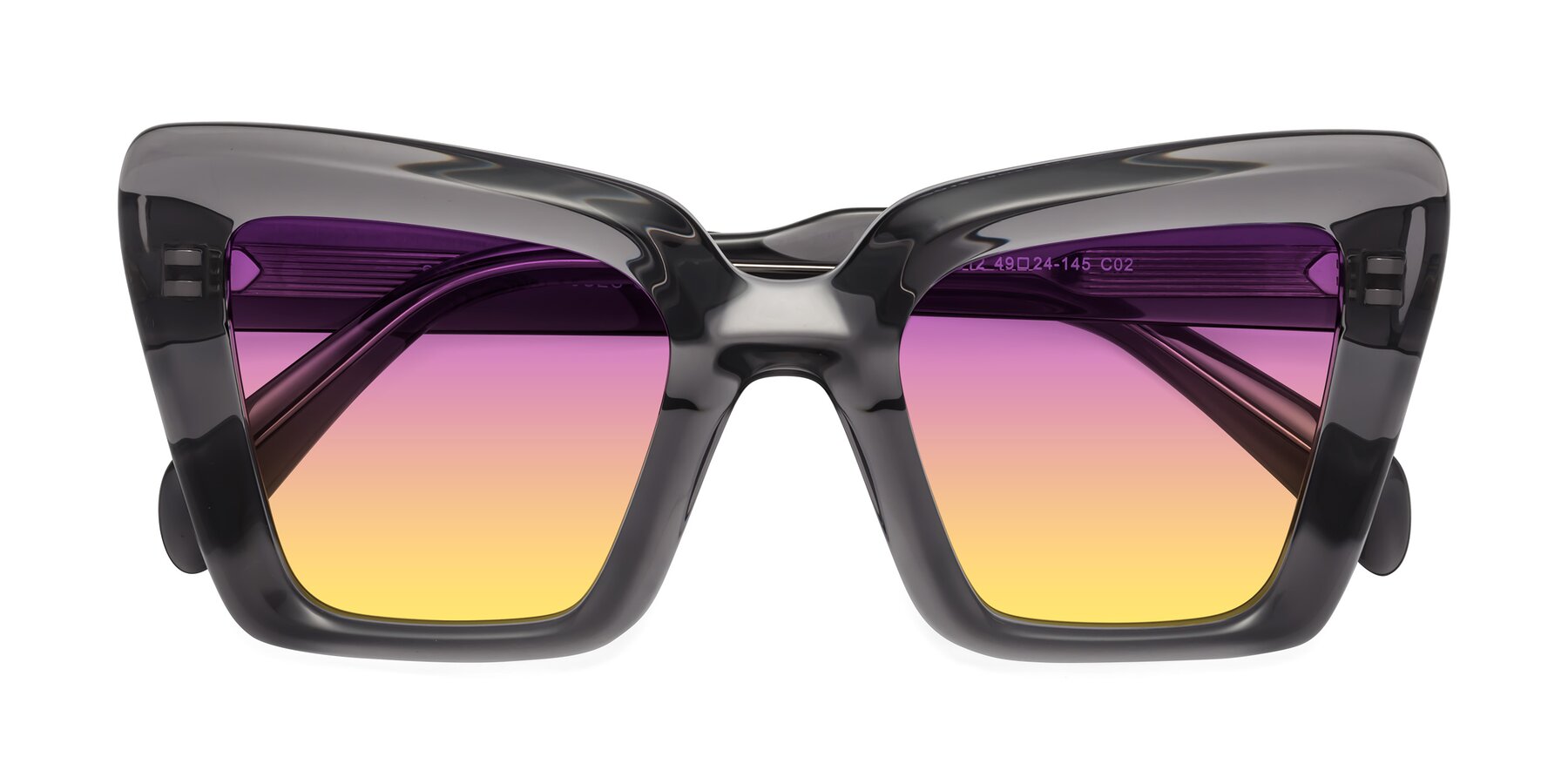 Folded Front of Swan in Transparent Gray with Purple / Yellow Gradient Lenses