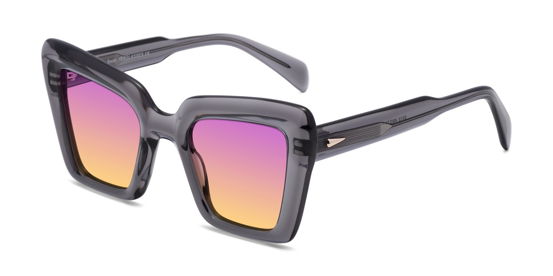 Angle of Swan in Transparent Gray with Purple / Yellow Gradient Lenses
