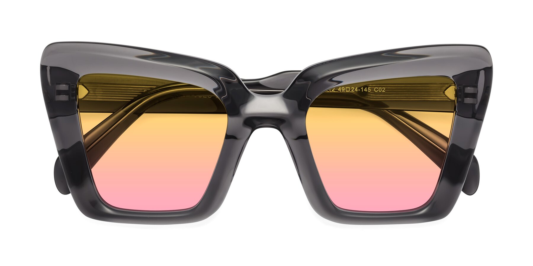 Folded Front of Swan in Transparent Gray with Yellow / Pink Gradient Lenses