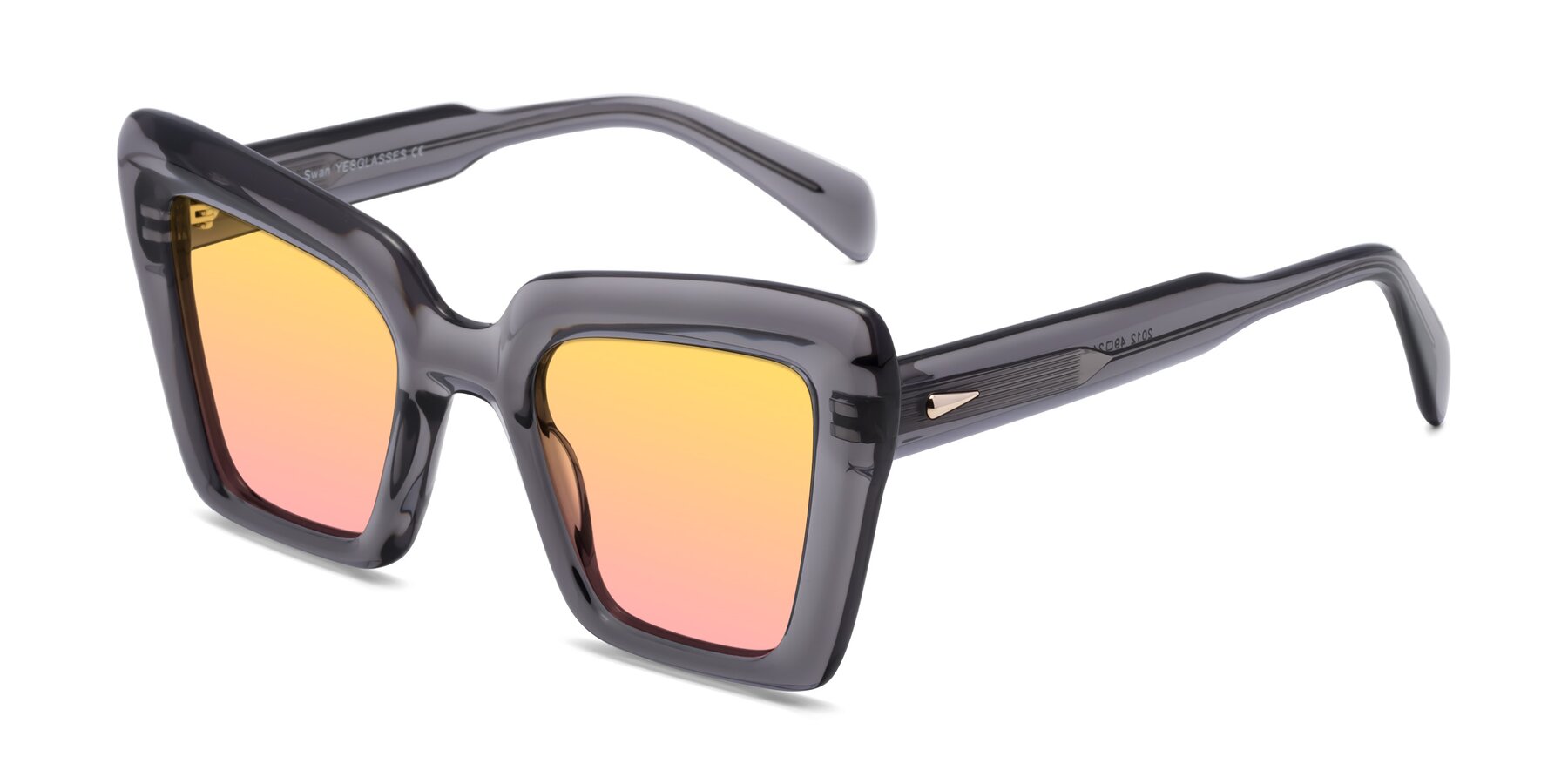 Angle of Swan in Transparent Gray with Yellow / Pink Gradient Lenses