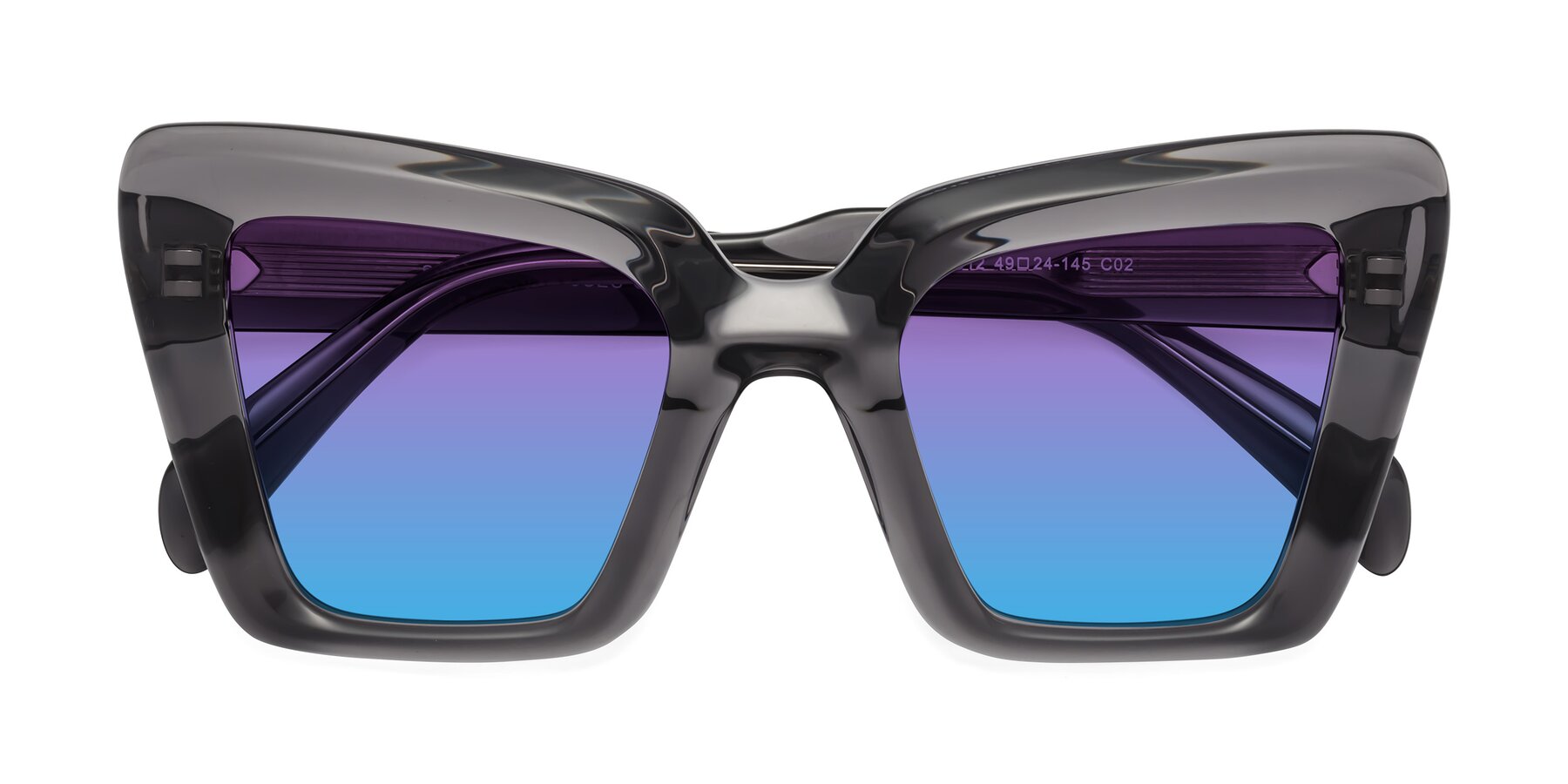 Folded Front of Swan in Transparent Gray with Purple / Blue Gradient Lenses