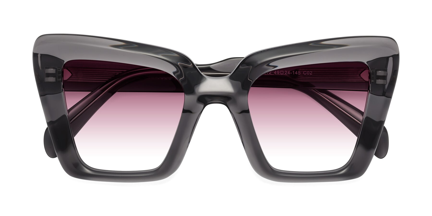 Folded Front of Swan in Transparent Gray with Wine Gradient Lenses