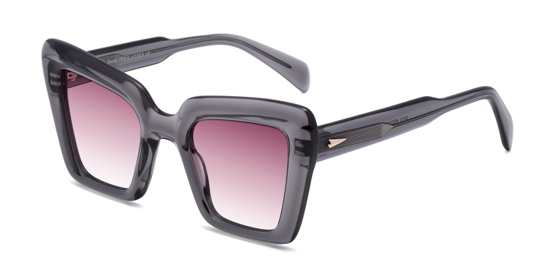 Angle of Swan in Transparent Gray with Wine Gradient Lenses