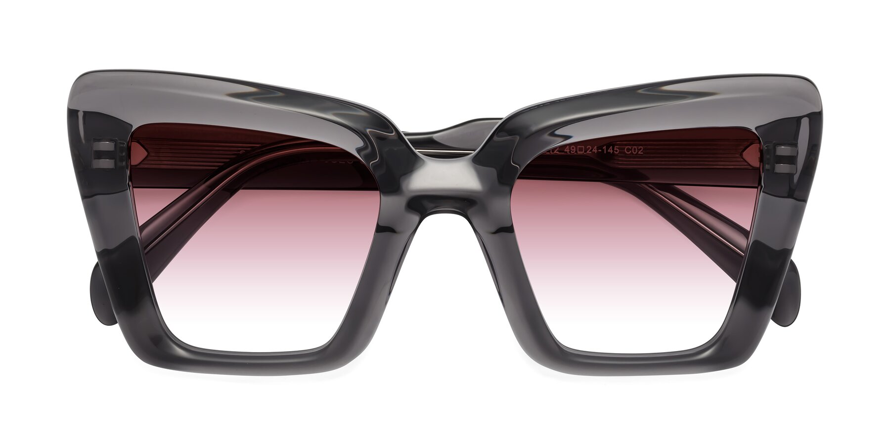 Folded Front of Swan in Transparent Gray with Garnet Gradient Lenses