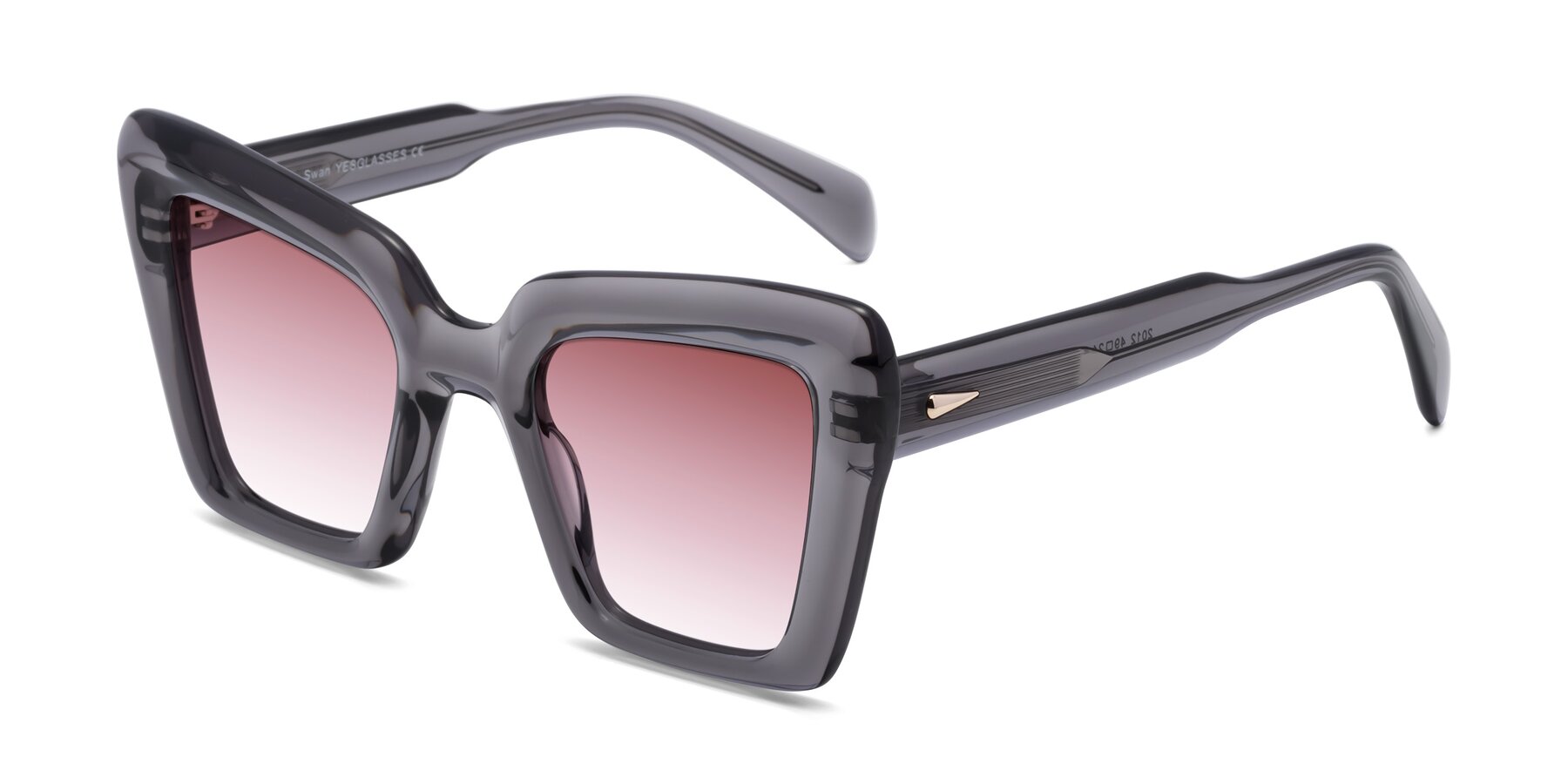 Angle of Swan in Transparent Gray with Garnet Gradient Lenses