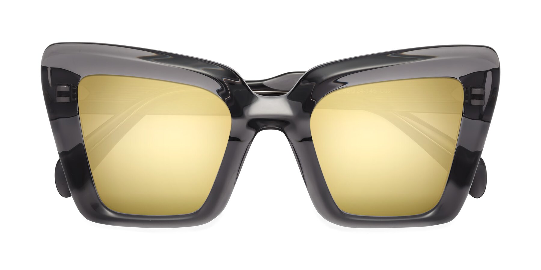 Folded Front of Swan in Transparent Gray with Gold Mirrored Lenses