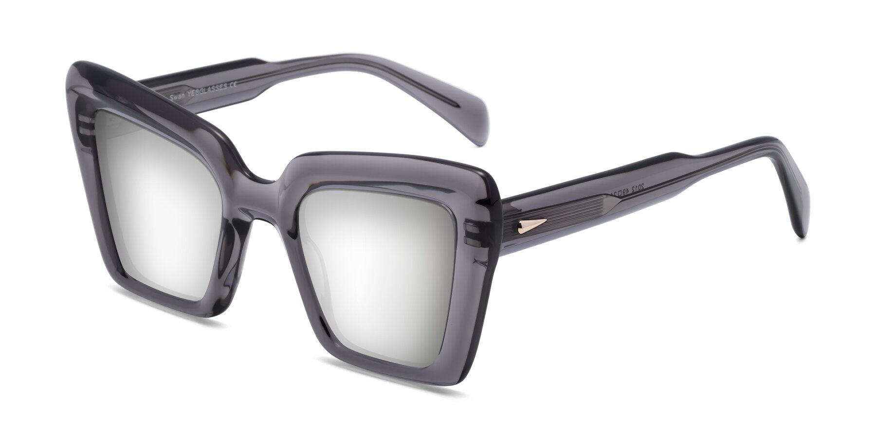 Angle of Swan in Transparent Gray with Silver Mirrored Lenses