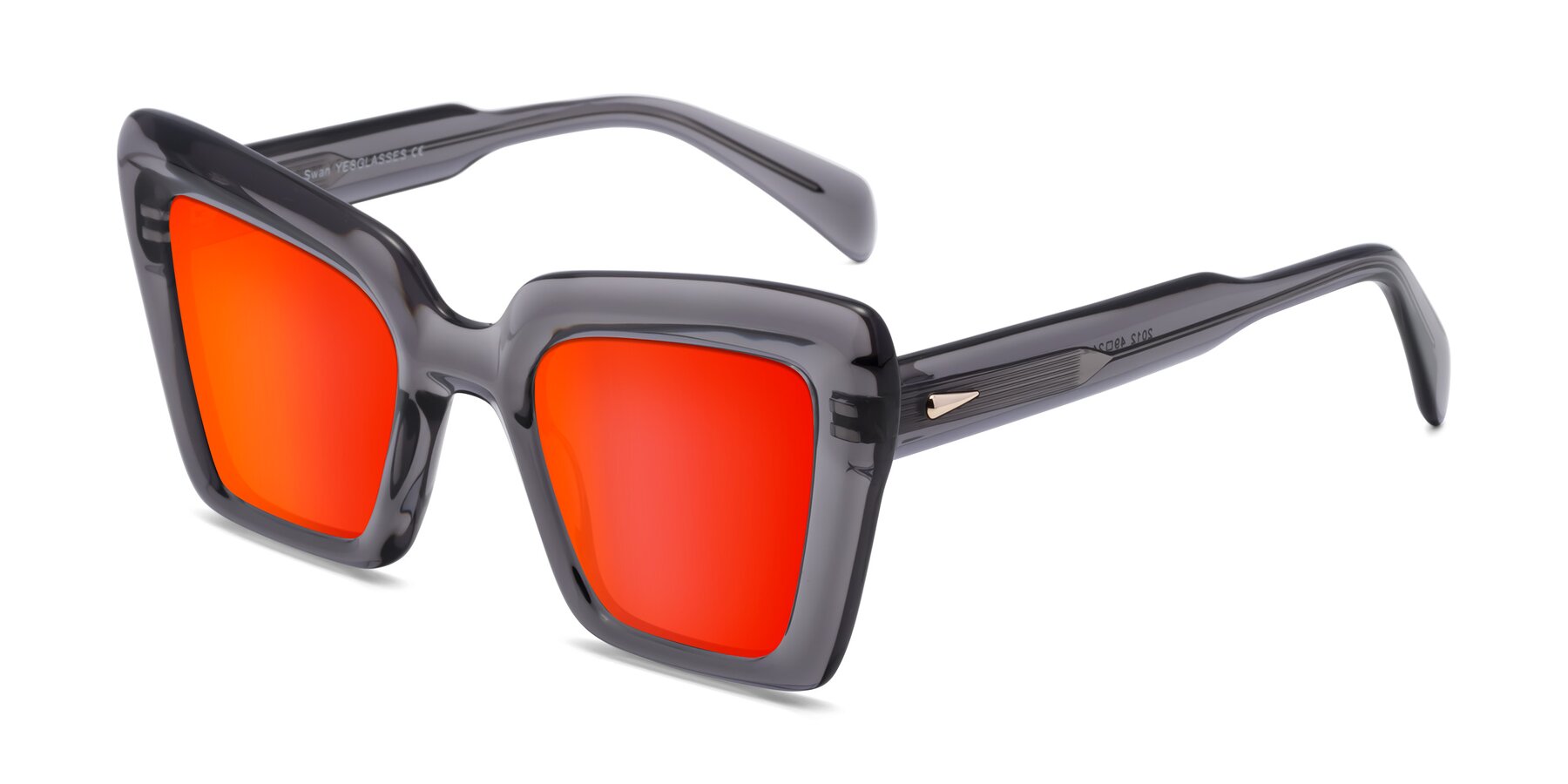 Angle of Swan in Transparent Gray with Red Gold Mirrored Lenses