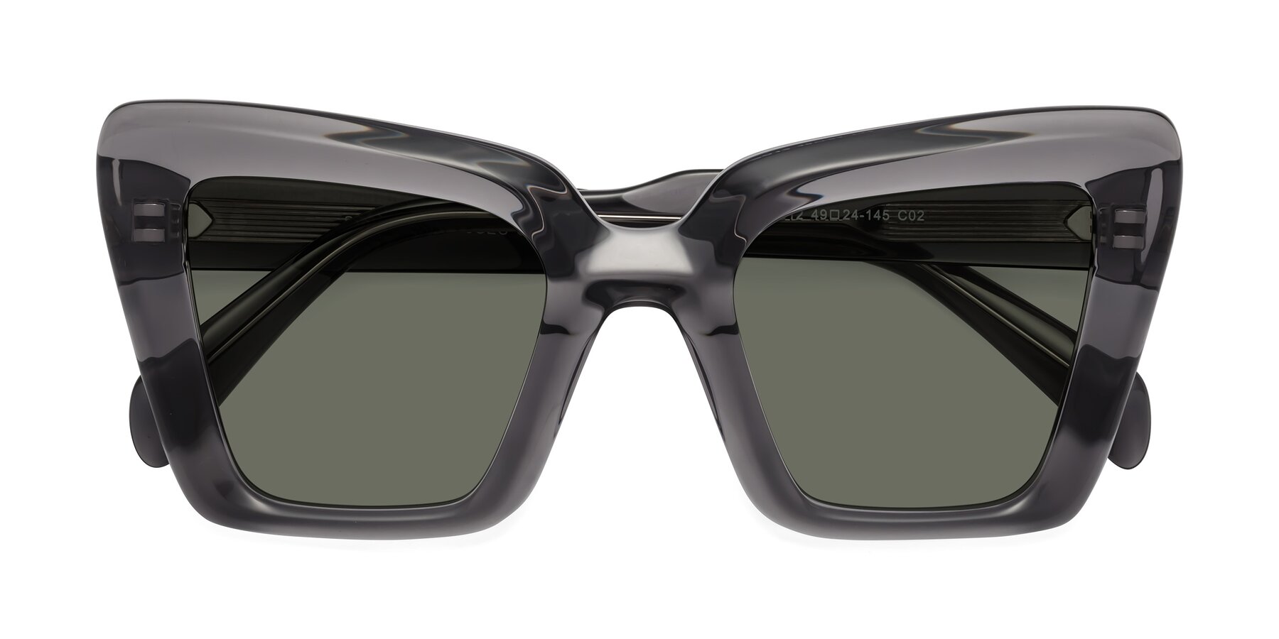 Folded Front of Swan in Transparent Gray with Gray Polarized Lenses