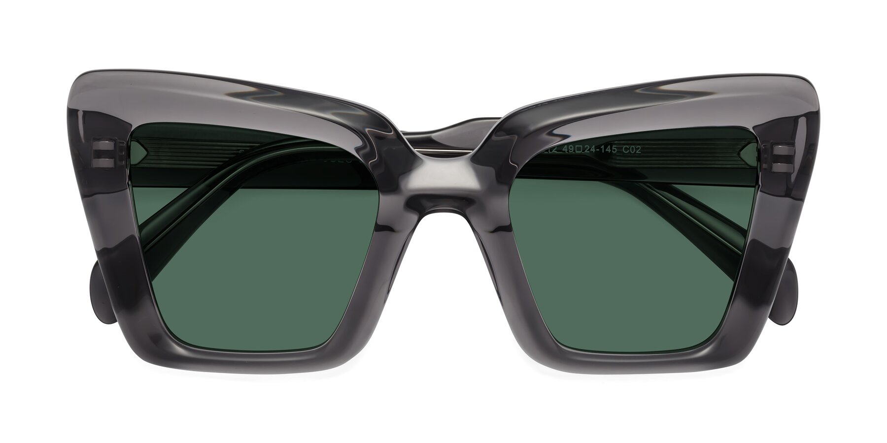 Folded Front of Swan in Transparent Gray with Green Polarized Lenses
