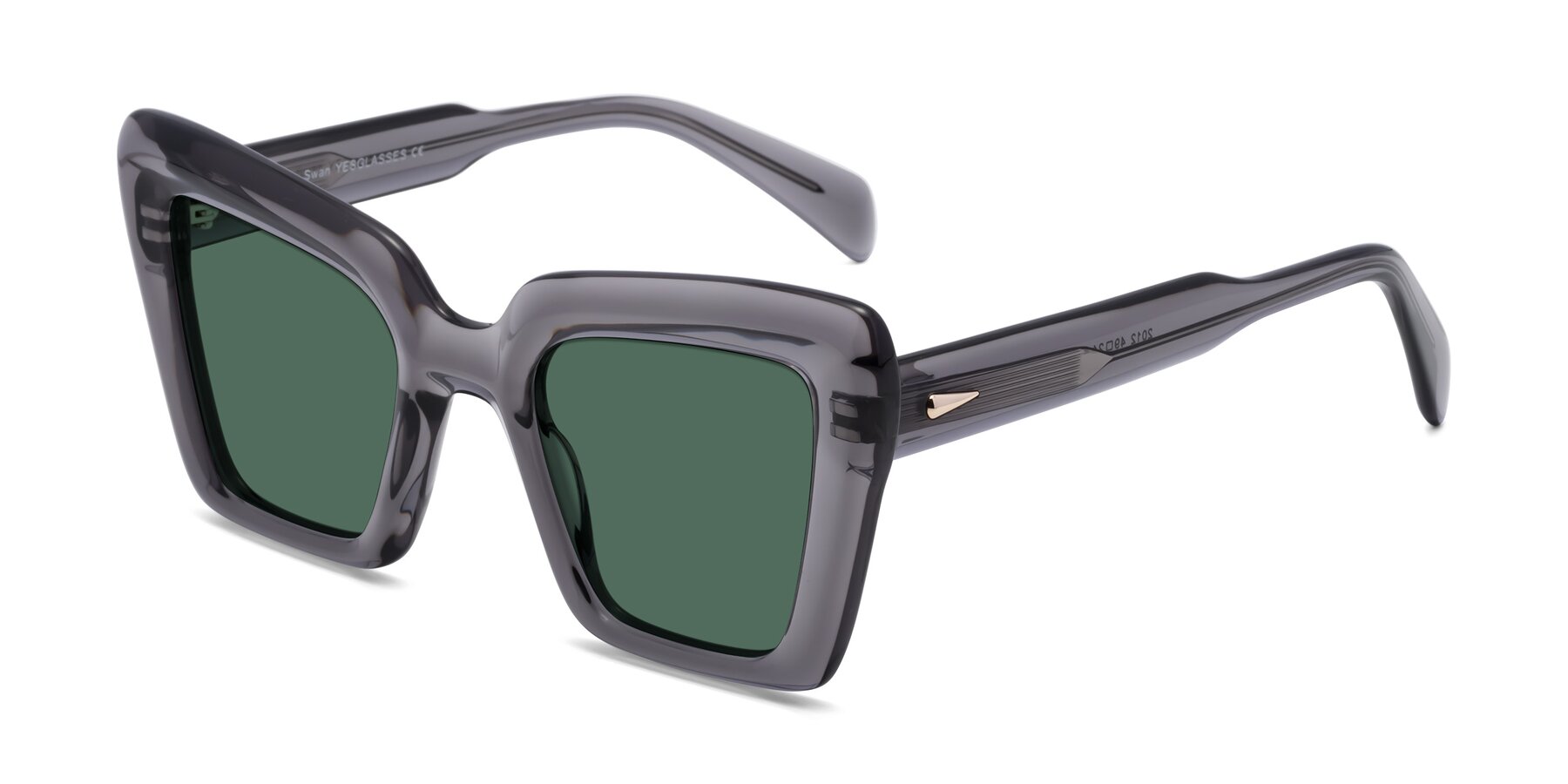 Angle of Swan in Transparent Gray with Green Polarized Lenses