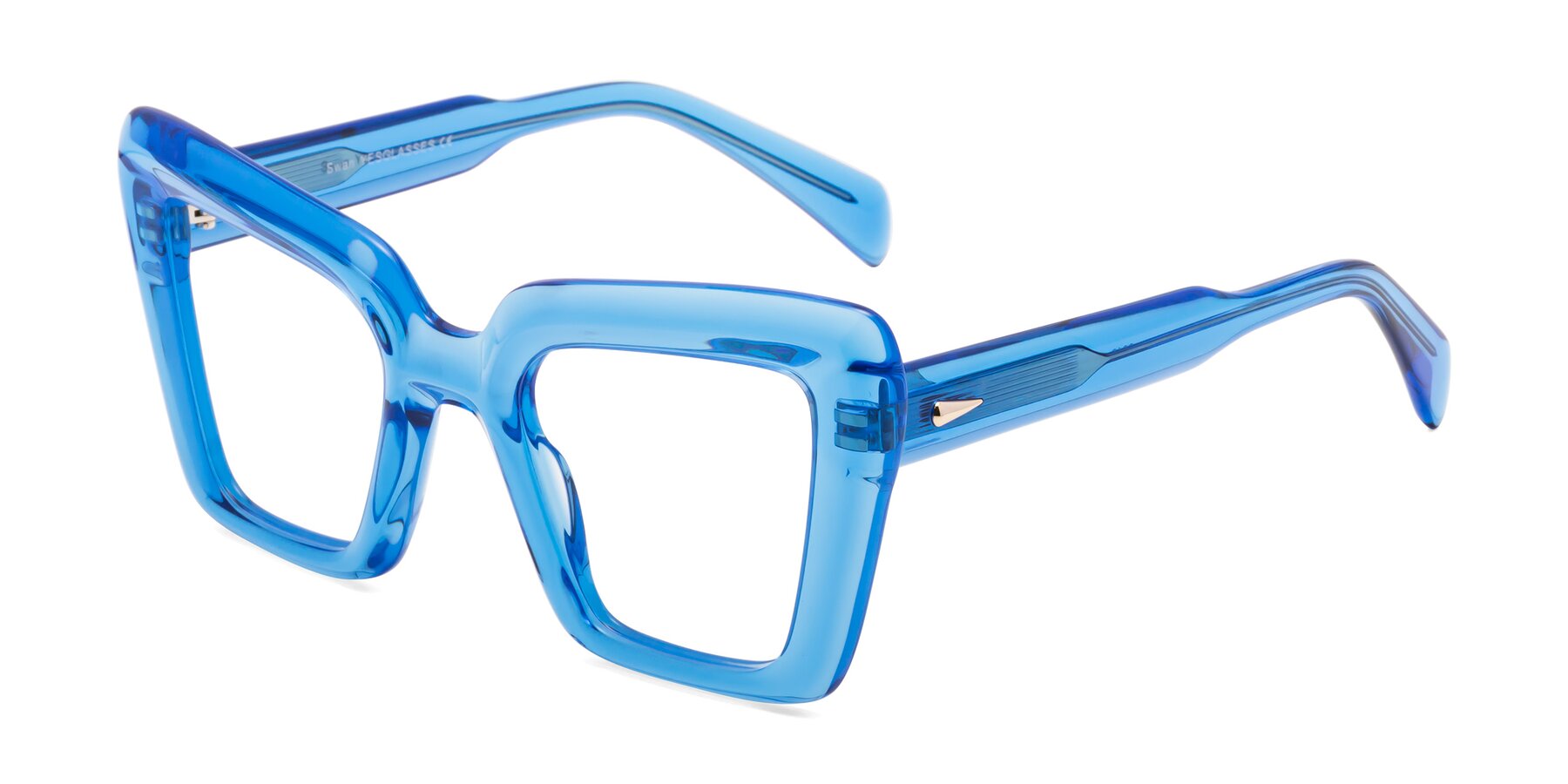 Angle of Swan in Crystal Blue with Clear Eyeglass Lenses