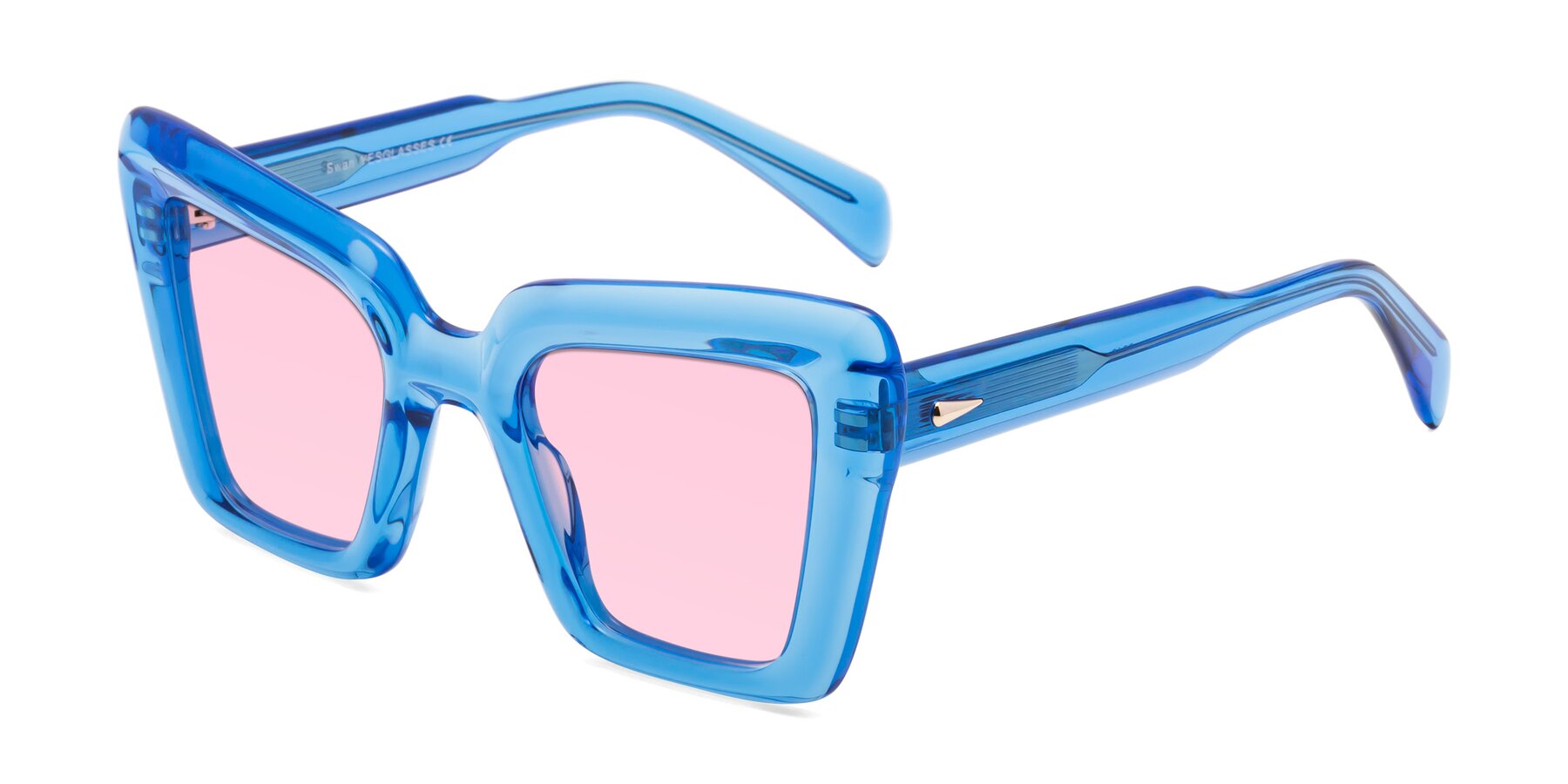 Angle of Swan in Crystal Blue with Light Pink Tinted Lenses