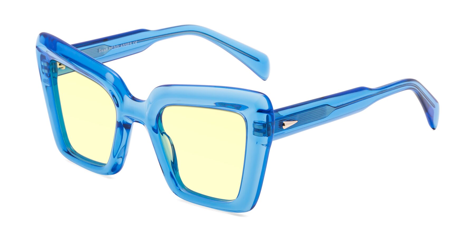 Angle of Swan in Crystal Blue with Light Yellow Tinted Lenses