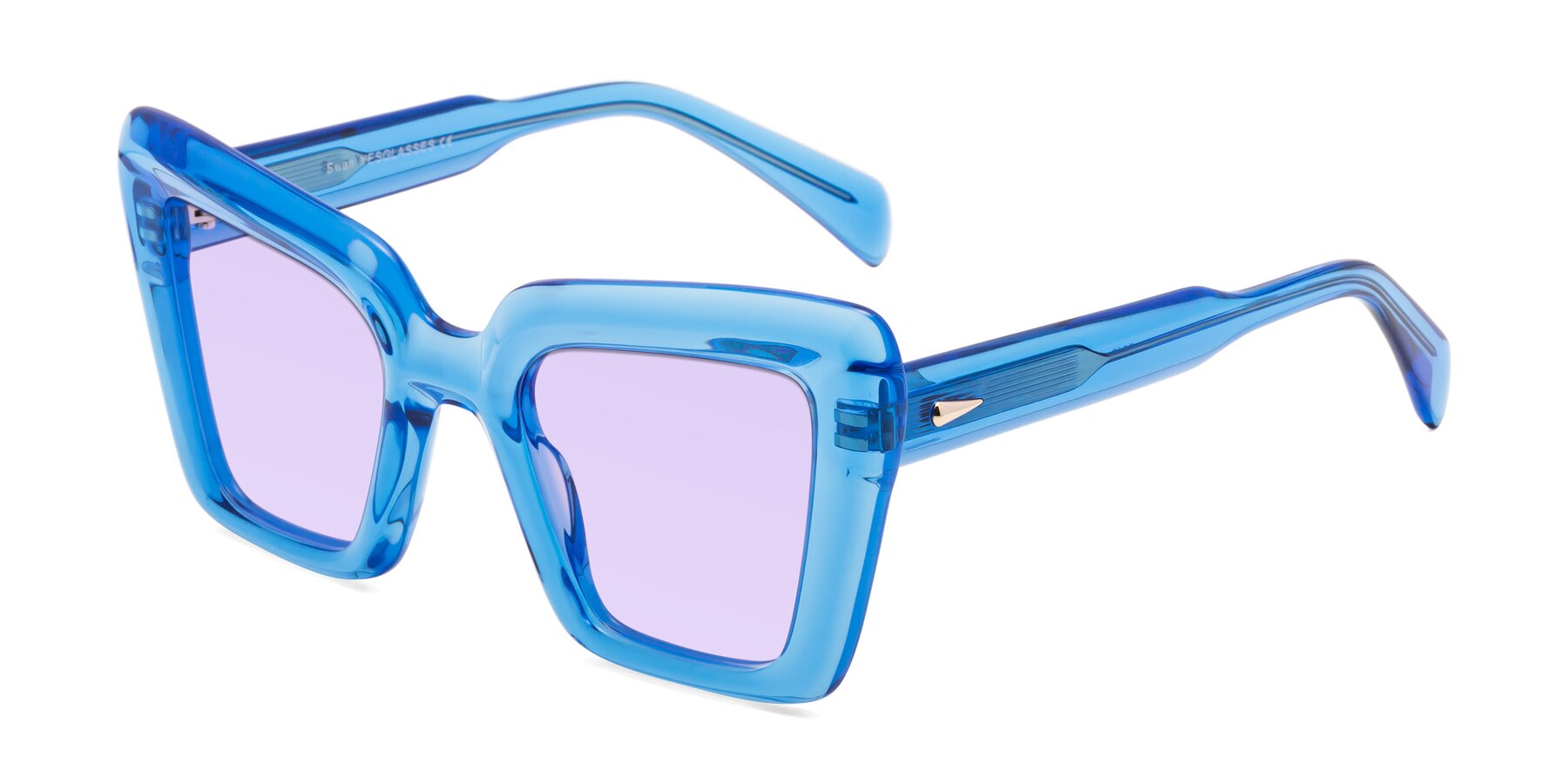 Angle of Swan in Crystal Blue with Light Purple Tinted Lenses