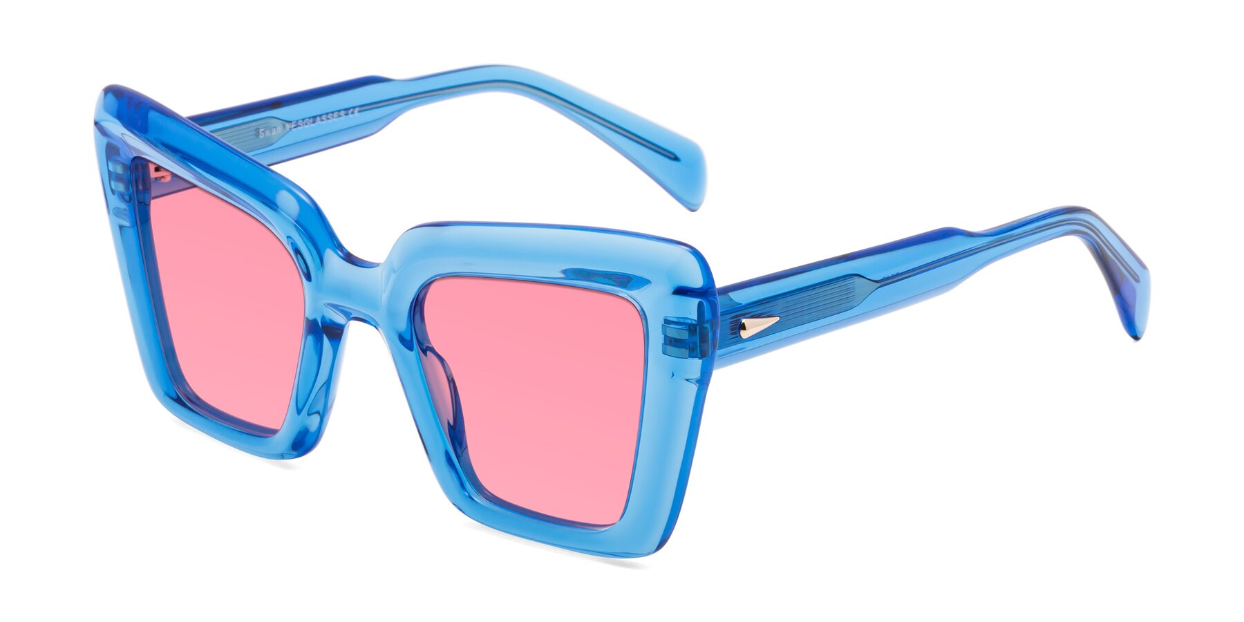 Angle of Swan in Crystal Blue with Pink Tinted Lenses