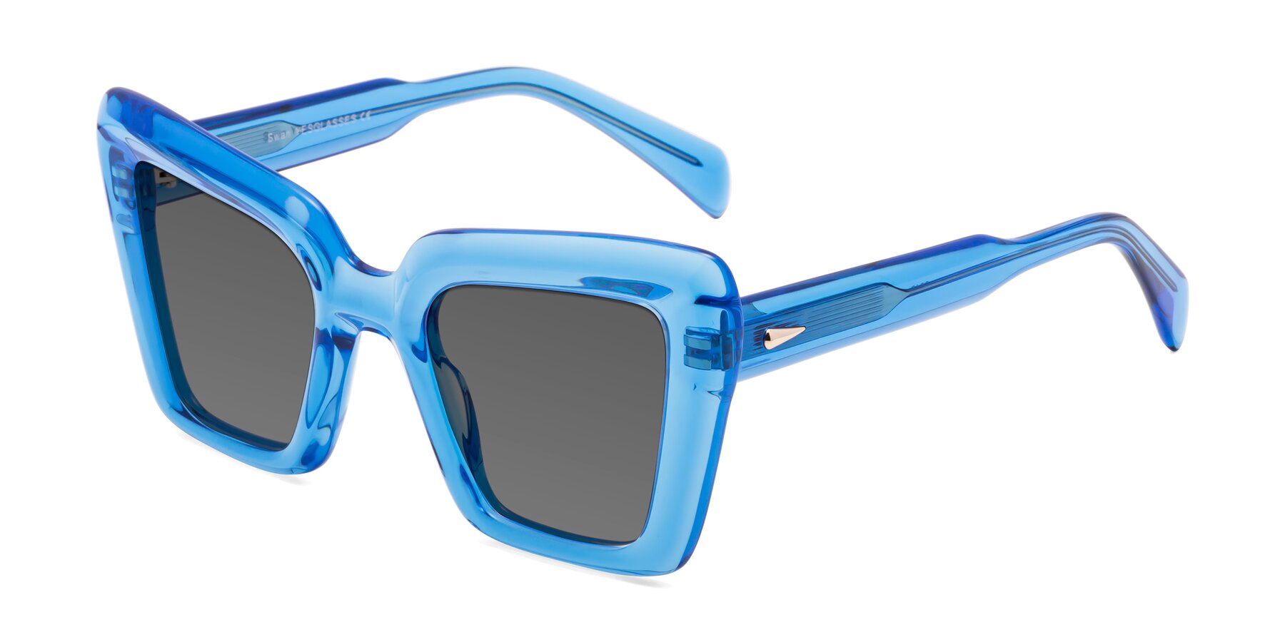 Angle of Swan in Crystal Blue with Medium Gray Tinted Lenses