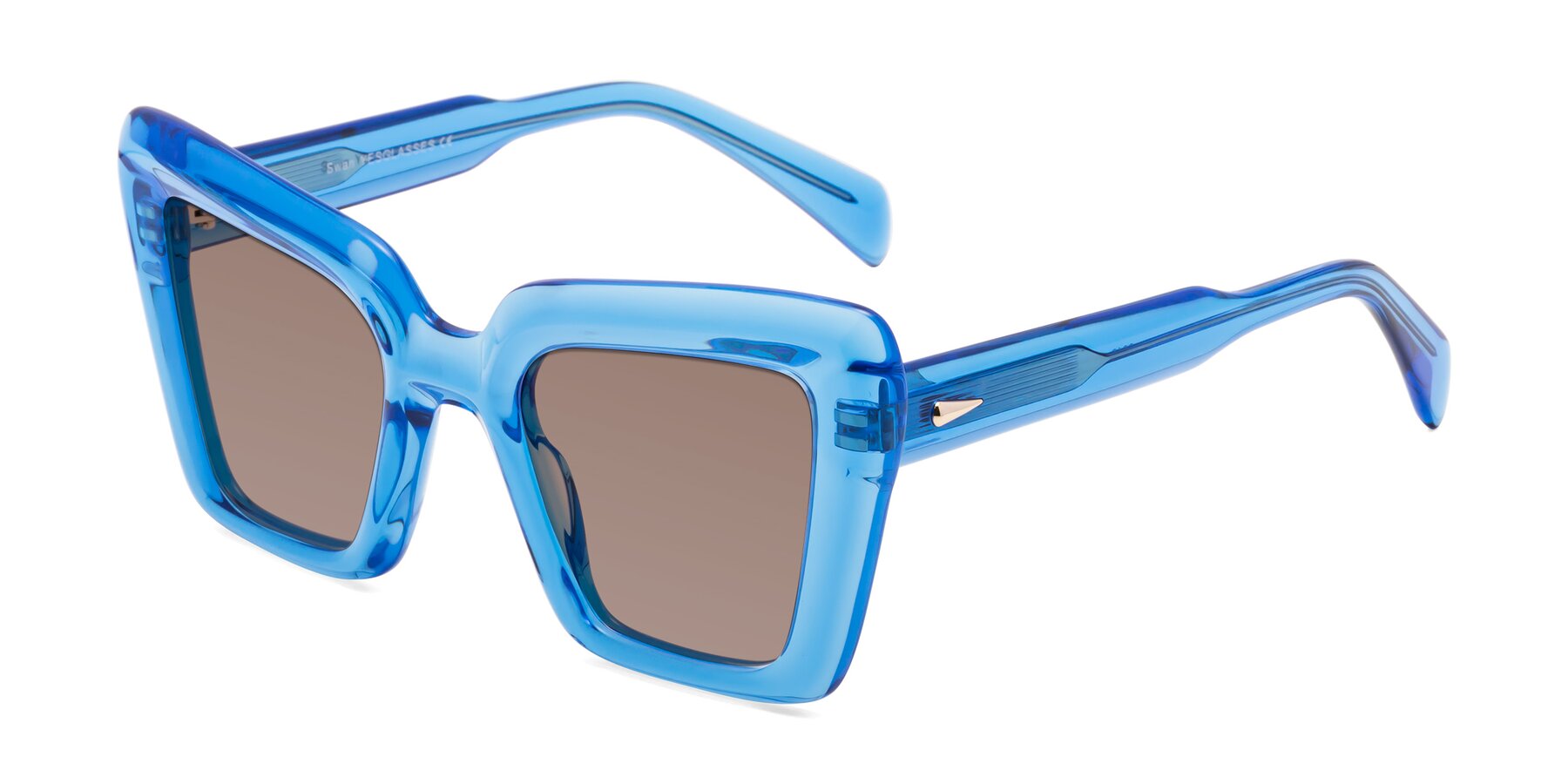 Angle of Swan in Crystal Blue with Medium Brown Tinted Lenses
