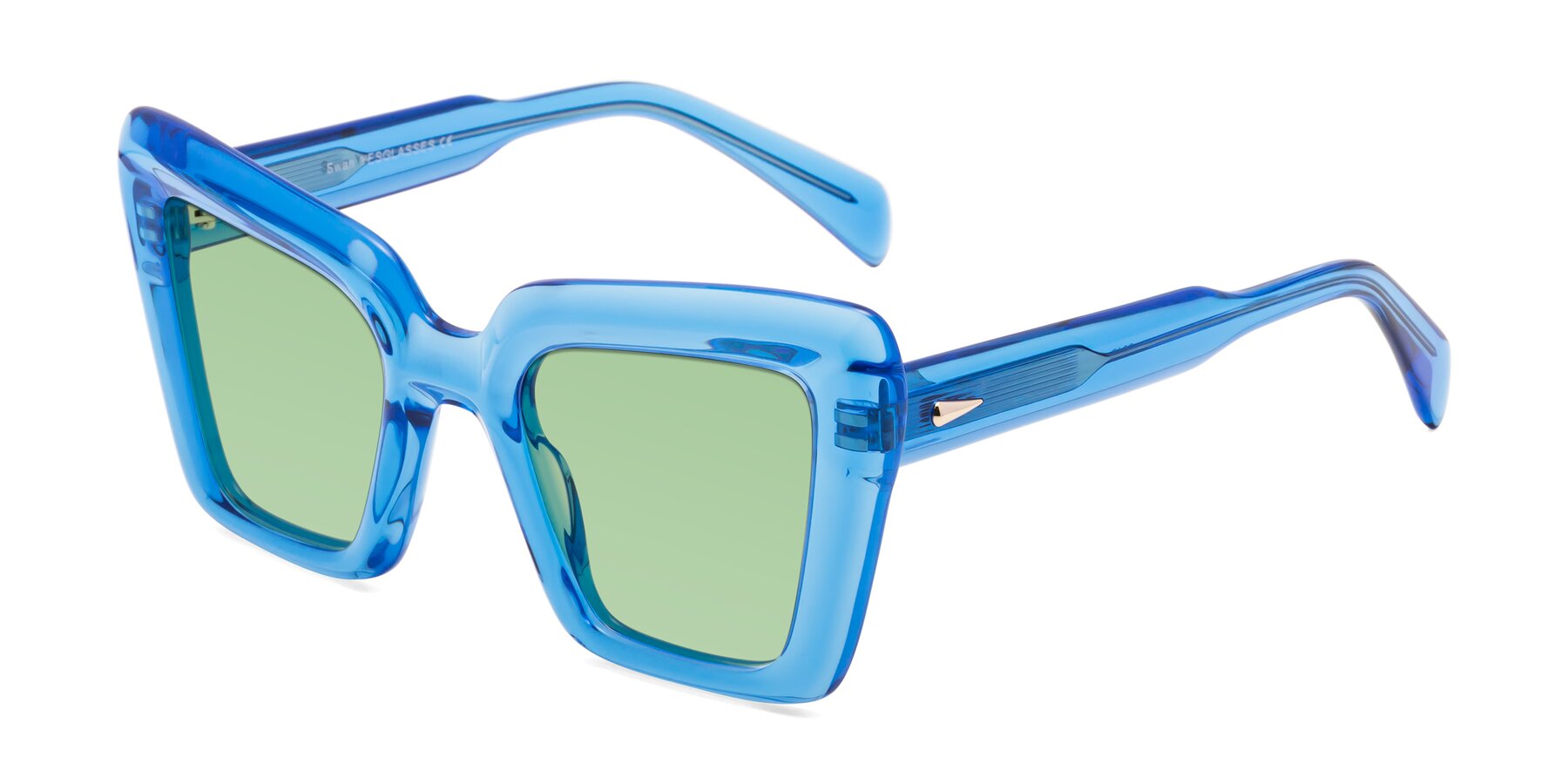 Angle of Swan in Crystal Blue with Medium Green Tinted Lenses