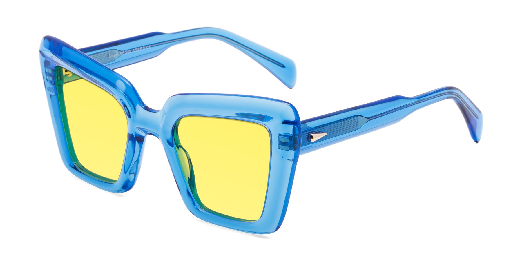 Angle of Swan in Crystal Blue with Medium Yellow Tinted Lenses