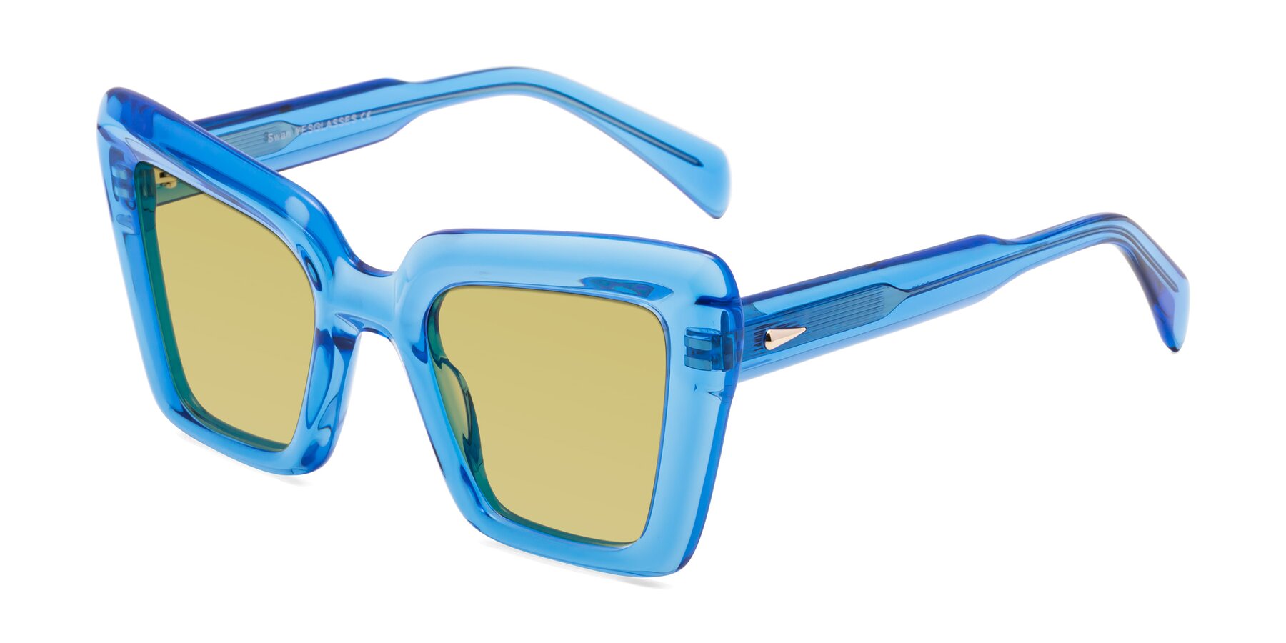 Angle of Swan in Crystal Blue with Medium Champagne Tinted Lenses