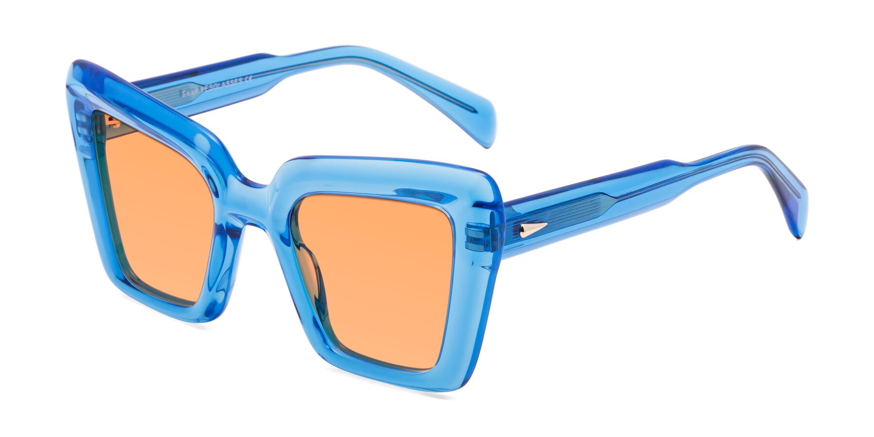 Angle of Swan in Crystal Blue with Medium Orange Tinted Lenses