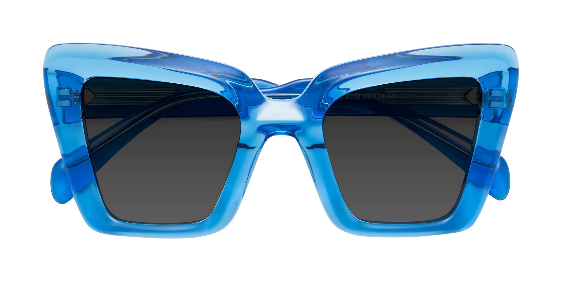 Folded Front of Swan in Crystal Blue with Gray Tinted Lenses