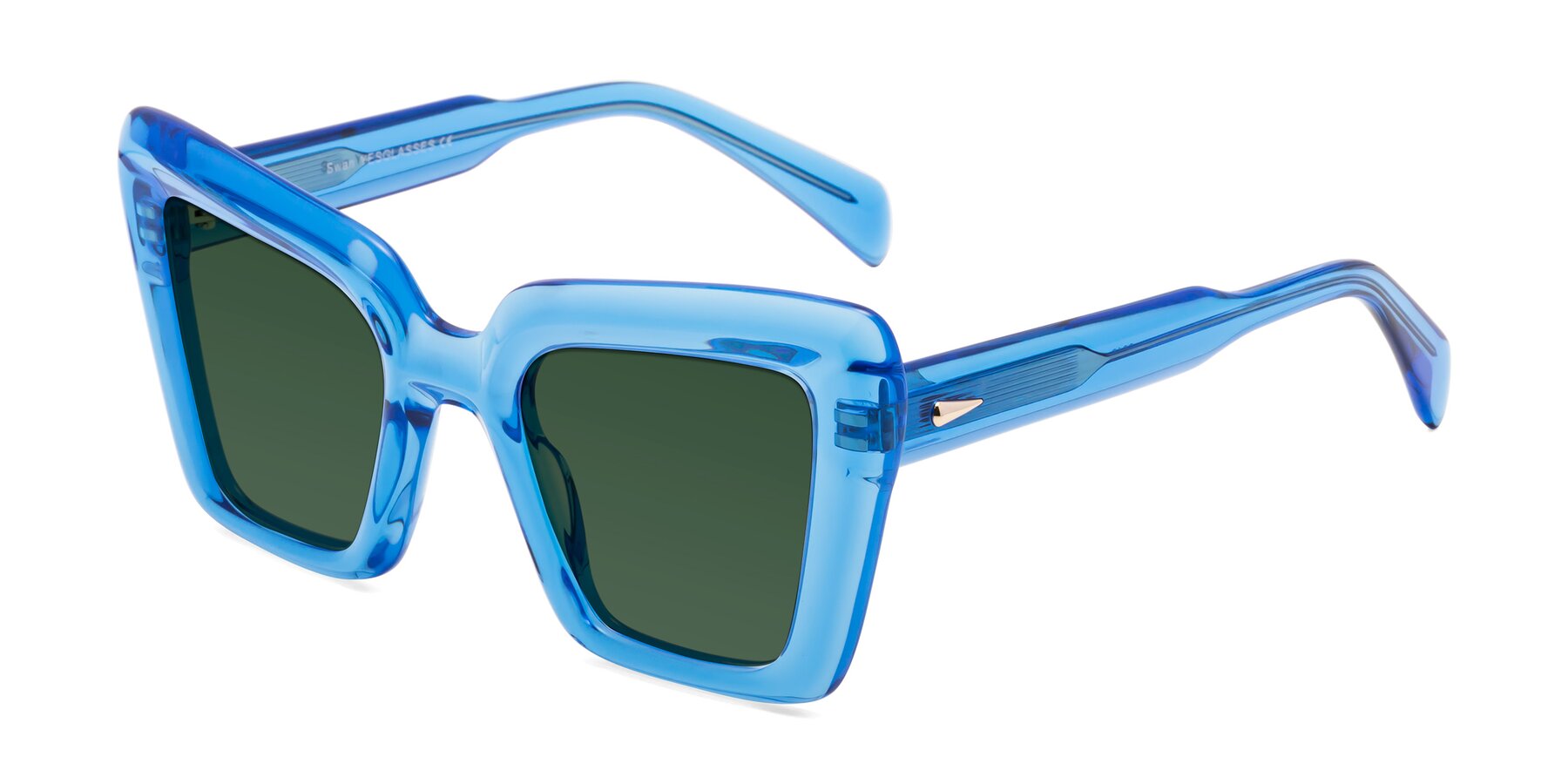 Angle of Swan in Crystal Blue with Green Tinted Lenses