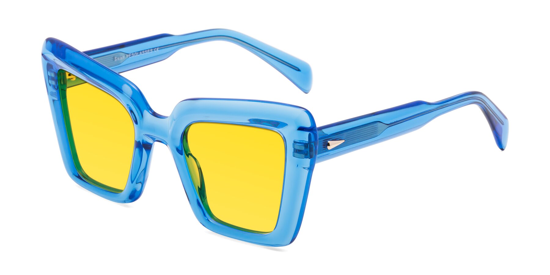 Angle of Swan in Crystal Blue with Yellow Tinted Lenses
