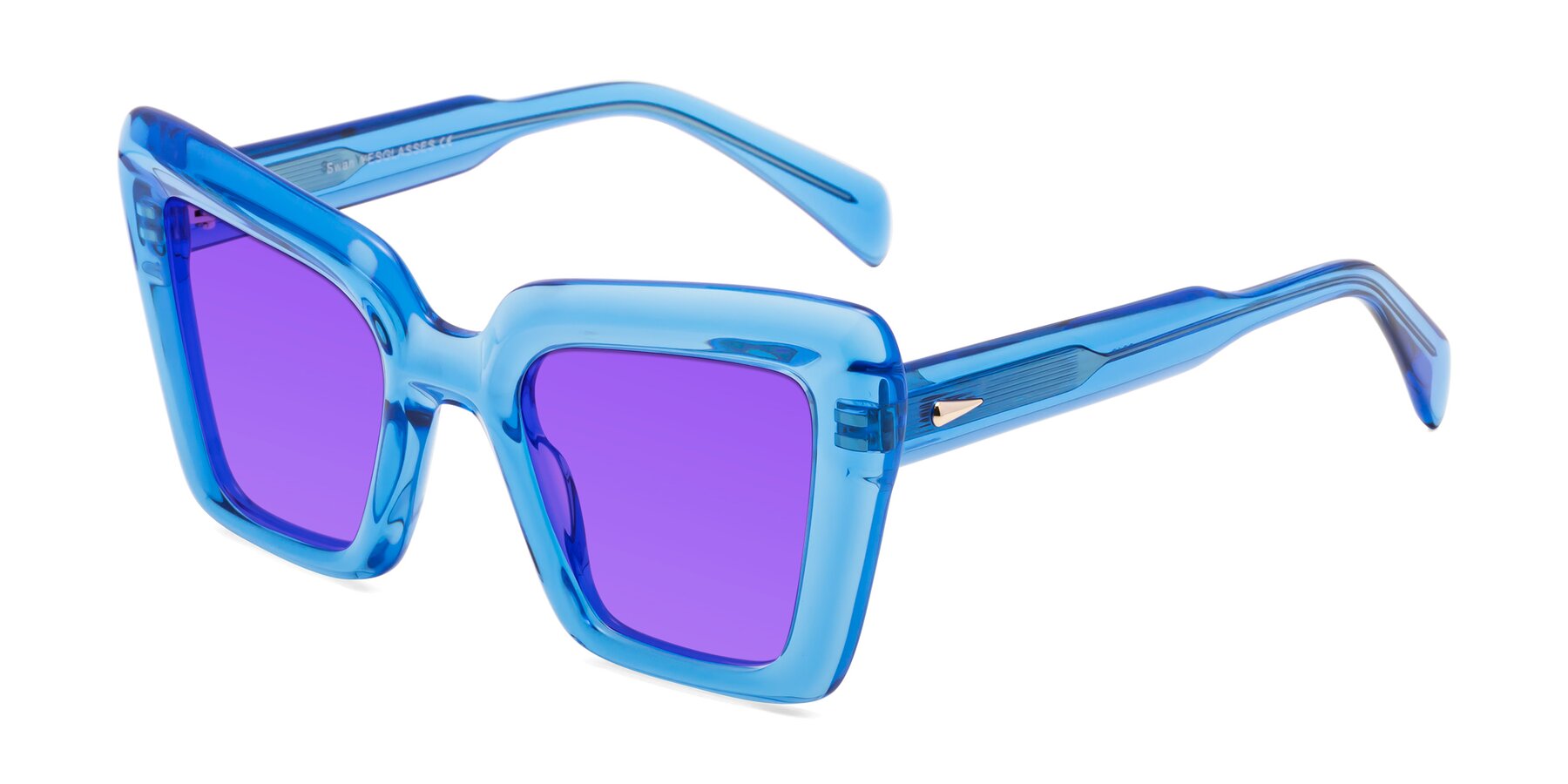 Angle of Swan in Crystal Blue with Purple Tinted Lenses