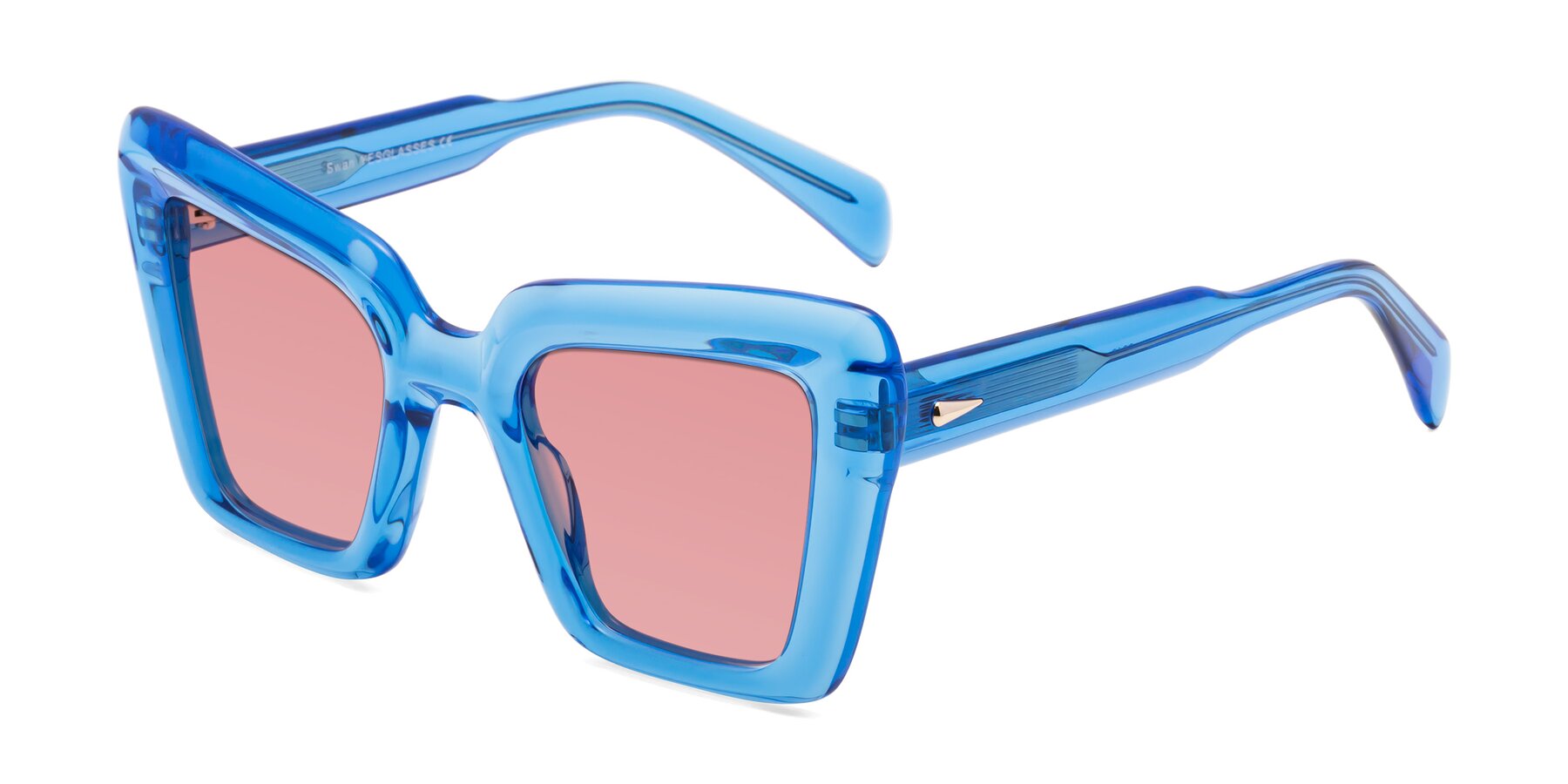 Angle of Swan in Crystal Blue with Medium Garnet Tinted Lenses